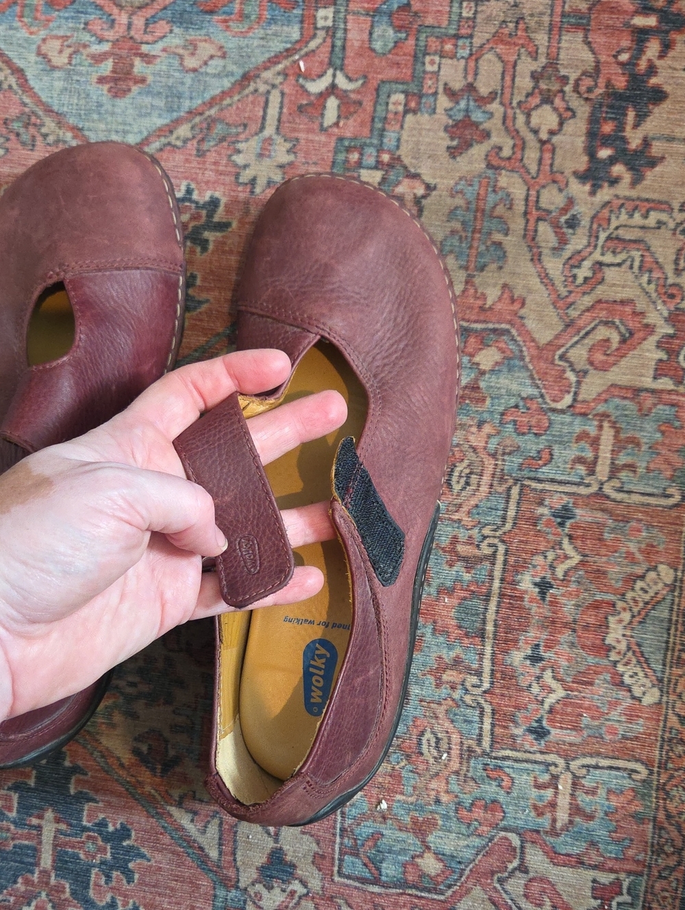 Wolky Comfortable Women's Mary Jane Leather Shoes in Burgundy Size 40 - Picture 7 of 10